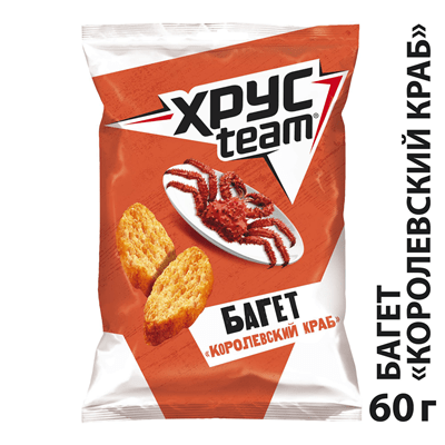 Купить СУХАРИКИ ХРУСTEAM БАГЕТ КОРОЛЕВСКИЙ КРАБ 60 Г. Х 24 ШТ. с доставкой на дом . Доставка продуктов Тюмень , доставка продуктов в Тюмени , dostavka