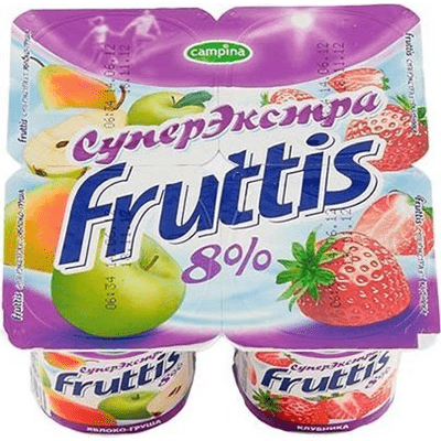 Купить ПРОДУКТ ЙОГУРТНЫЙ FRUTTIS СУПЕРЭКСТРА КЛУБНИКА/ЯБЛОКО-ГРУША 8% 115 Г . доставка продуктов тюмень . доставка продуктов в тюмени . доставка фрукт