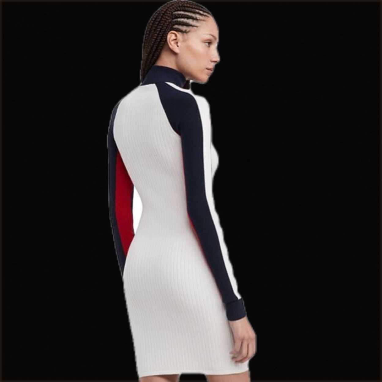 Купить Women's Colorblock Ribbed Knit Bodycon Sweater Dress
