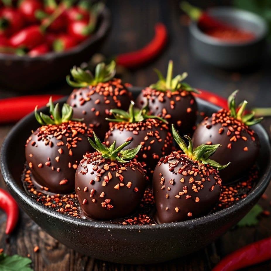 Купить Клубника в темном шоколаде с перцем чили🍓🍫🌶️