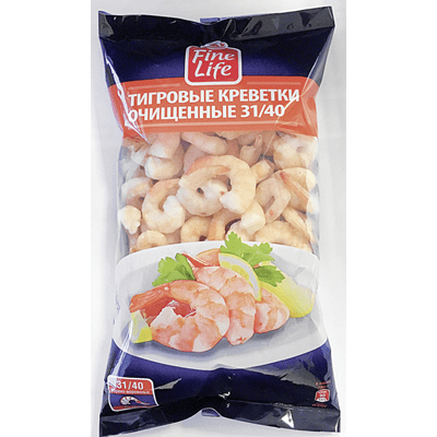 Купить КРЕВЕТКИ FINE LIFE ТИГРОВЫЕ ОЧИЩЕННЫЕ 31/40 850 Г.. доставка продуктов тюмень . доставка продуктов в тюмени . доставка фруктов тюмень . доставк