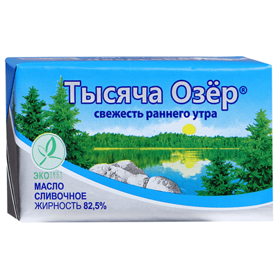 Купить МАСЛО ТЫСЯЧА ОЗЕР 82,5% 400 Г. доставка продуктов Тюмень . доставка продуктов в Тюмени . доставка фруктов Тюмень . доставка фруктов в Тюмени . 