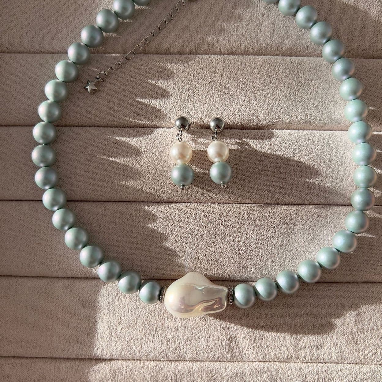 Купить Чокер из жемчуга майорка Blue Pastel