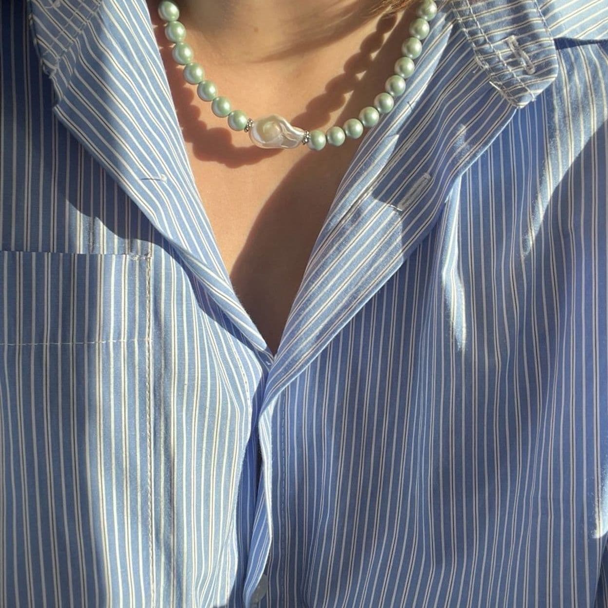 Купить Чокер из жемчуга майорка Blue Pastel