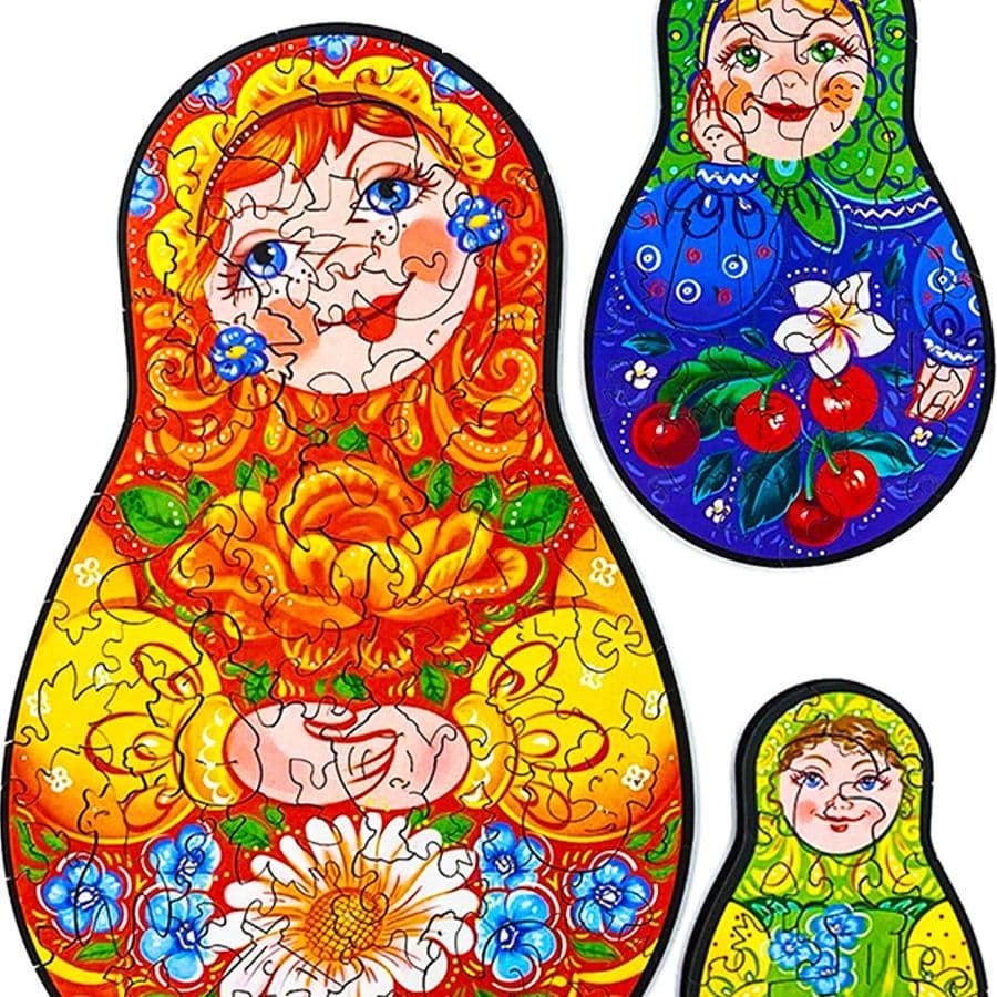 Купить Пазл фигурный деревянный Матрёшки
