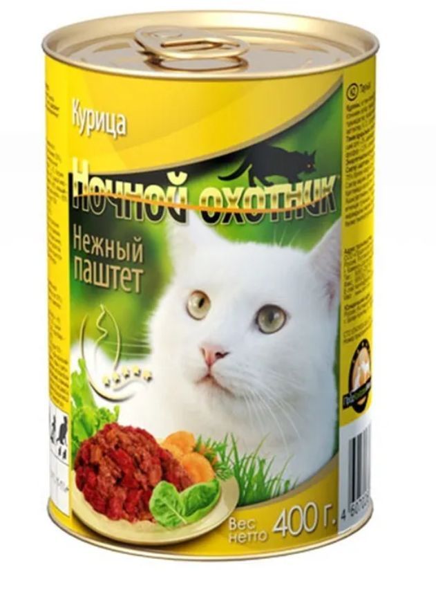 Купить Влажный корм Ночной охотник  ВСЕ ВКУСЫ ПАШТЕТ 8 шт по 415 г (3,3 кг)