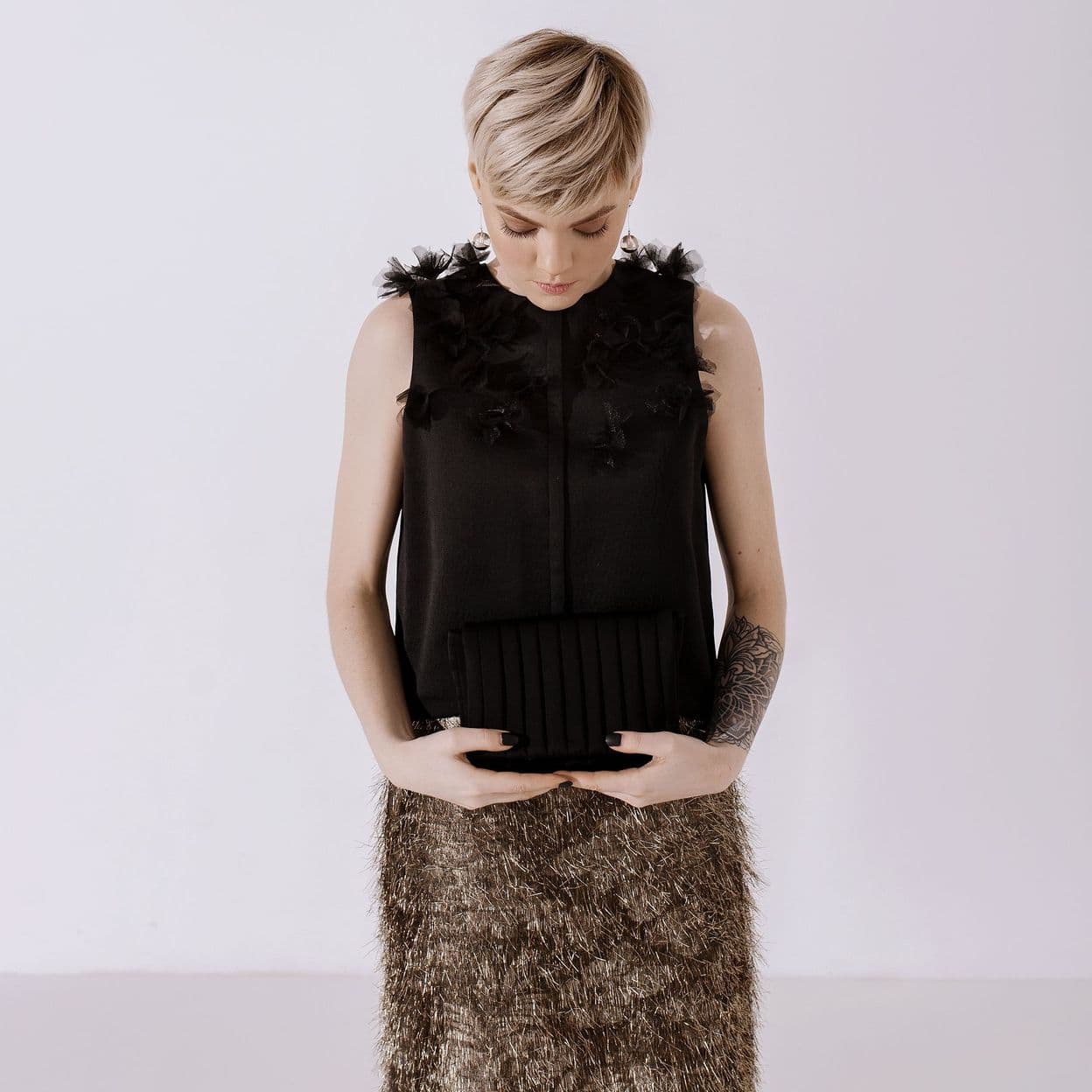 Купить Золотая юбка из бахромы