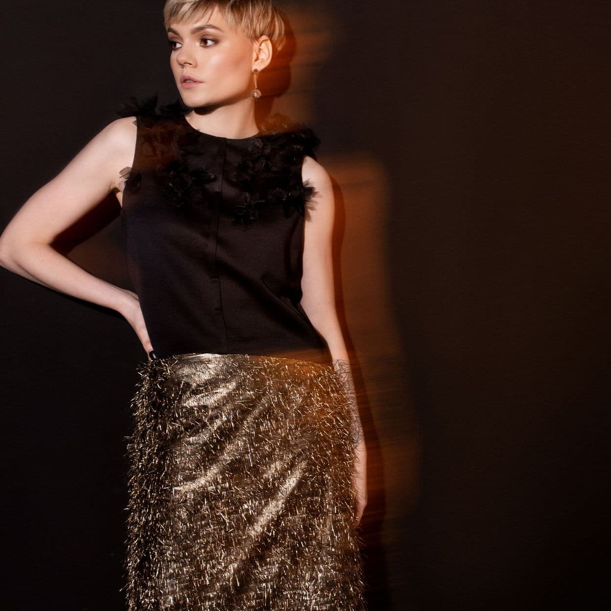 Купить Золотая юбка из бахромы