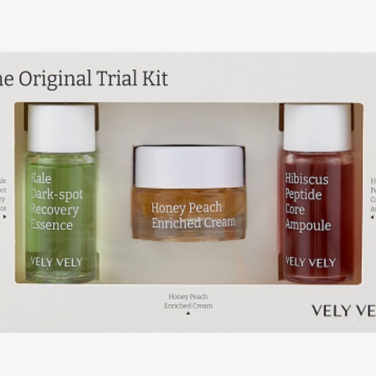Купить VELY VELY Набор для ухода за лицом The Original Trial Kit Эссенция 7мл + Крем 7г + Сыворотка 7мл
