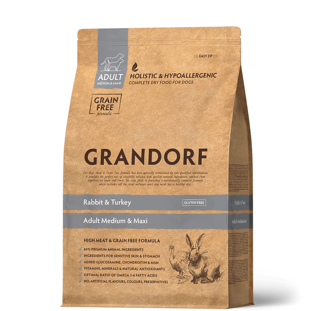 Купить GRANDORF Adult Medium & Maxi сухой корм для взрослых собак средних и крупных пород с кроликом и индейкой 1кг
