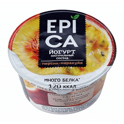 Купить  ЙОГУРТ EPICA ПЕРСИК/МАРАКУЙЯ 130 Г. с доставкой на дом . Доставка продуктов Тюмень , доставка продуктов в Тюмени , dostavka-produktov-tyumen ,