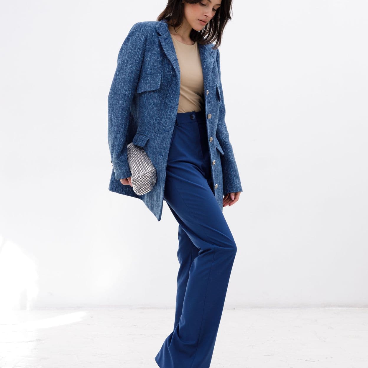 Купить Жакет женский из твида синий