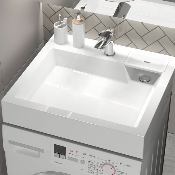 Купить Умывальник над стиральной машиной Энигма 600*550*110мм BERGG lab V62D1, с кронштейном и сифоном
