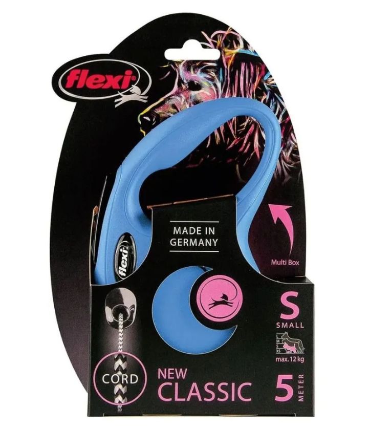 Купить Поводок-рулетка для собак Flexi New Classic S 5м до 12 кг, трос