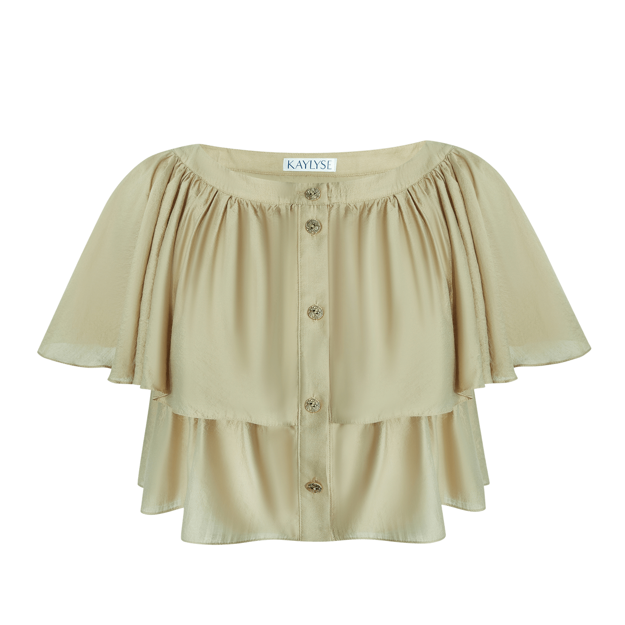 Купить Топ женский с воланами золотистый