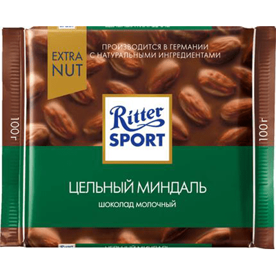 Купить RITTER SPORT ШОКОЛАД МОЛОЧНЫЙ ЦЕЛЬНЫЙ МИНДАЛЬ 100Г. Х 10 ШТ. доставка продуктов Тюмень . доставка продуктов в Тюмени . доставка фруктов Тюмень 