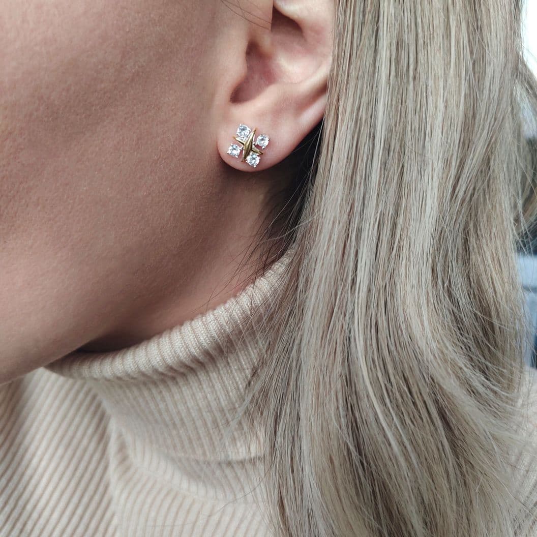 Купить Золотые  серьги Tiffany Schlumberger sixteen stone