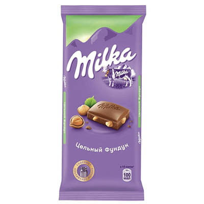 Купить ШОКОЛАД МОЛОЧНЫЙ MILKA ЦЕЛЬНЫЙ ФУНДУК 90 Г. доставка продуктов Тюмень . доставка продуктов в Тюмени . доставка фруктов Тюмень . доставка фрукто