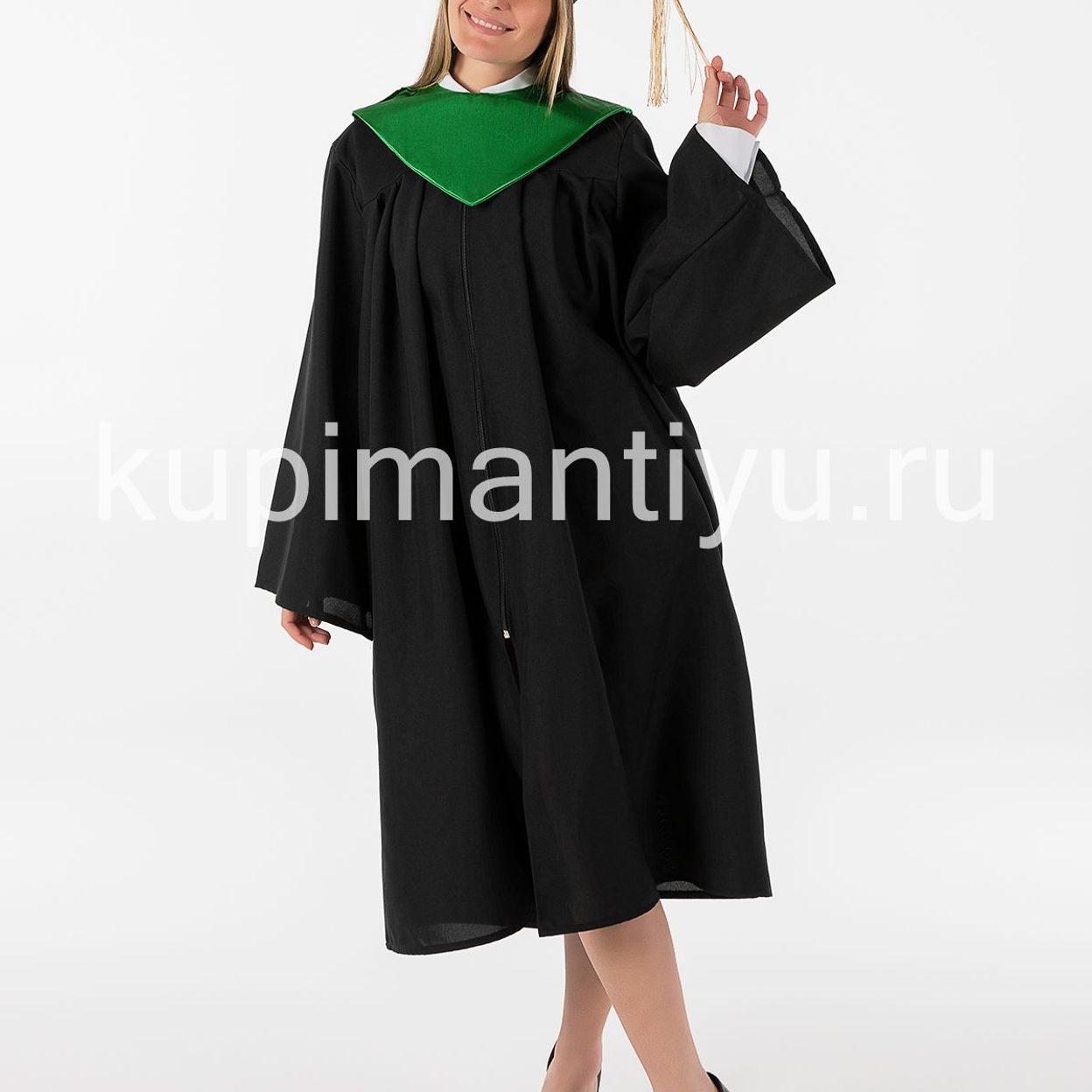 Купить Мантия магистра с шапочкой, розовая накидка зеленая