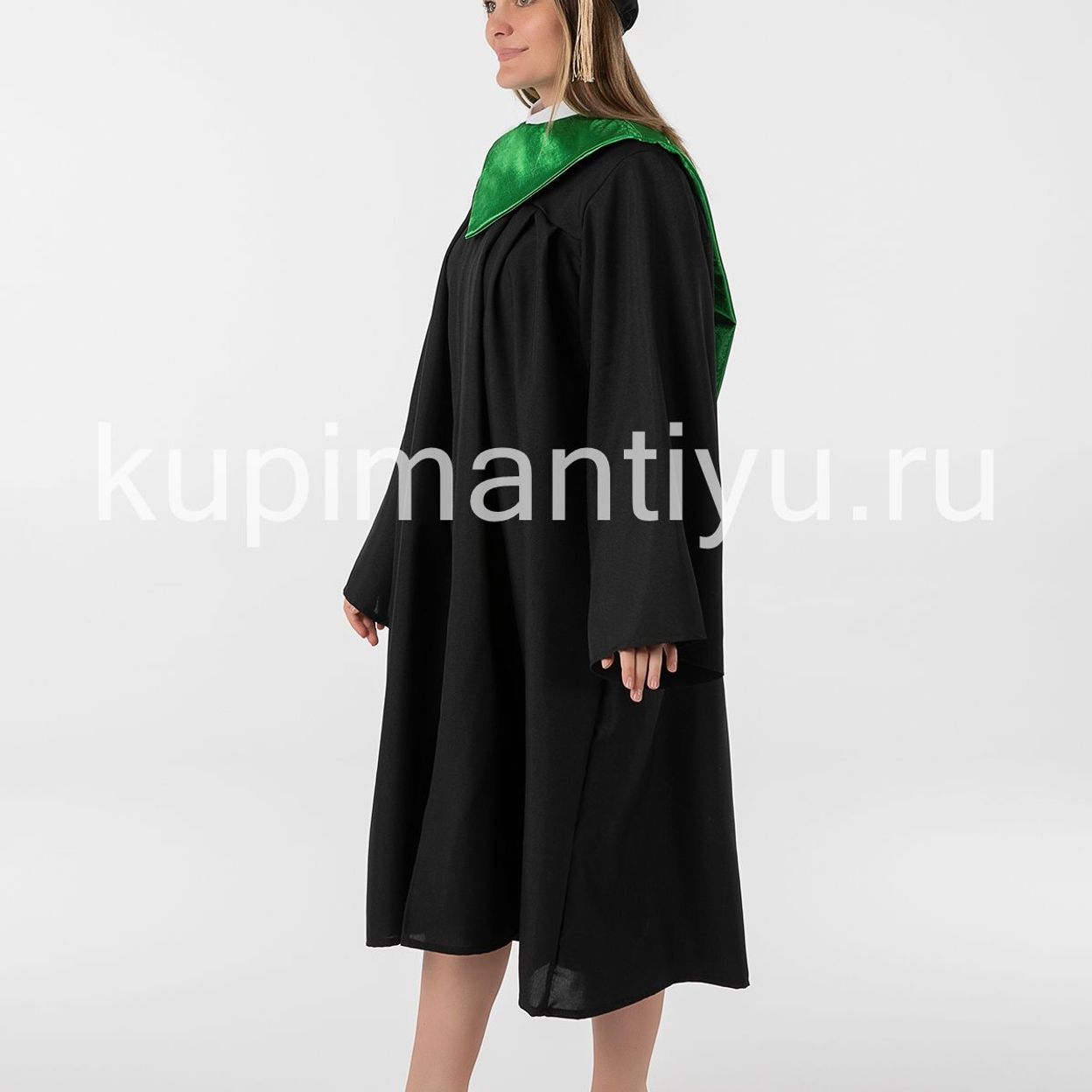 Купить Мантия магистра с шапочкой, розовая накидка зеленая