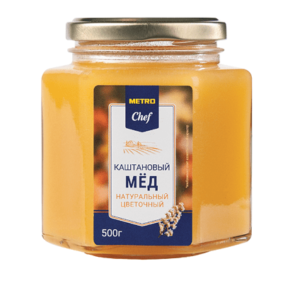 Купить МЕД METRO CHEF НАТУРАЛЬНЫЙ КАШТАНОВЫЙ 500 Г.. с доставкой на дом . Доставка продуктов Тюмень , доставка продуктов в Тюмени , dostavka-produktov