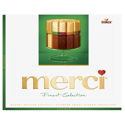 Купить MERCI КОНФЕТЫ ШОКОЛАДНЫЕ С МИНДАЛЕМ 250 Г. доставка продуктов Тюмень . доставка продуктов в Тюмени . доставка фруктов Тюмень . доставка фруктов