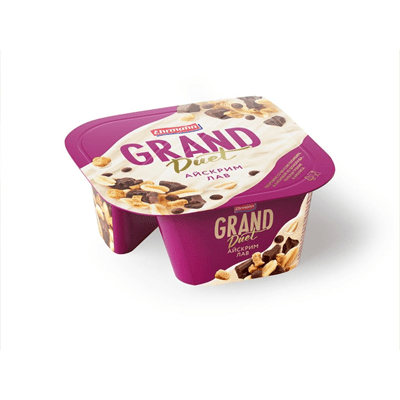 Купить ТВОРОЖНЫЙ ДЕСЕРТ GRAND DUET СО ВКУСОМ ПЛОМБИРА "АЙСКРИМ ЛАВ" 9,1% 138 Г. с доставкой на дом . Доставка продуктов Тюмень , доставка продуктов в 