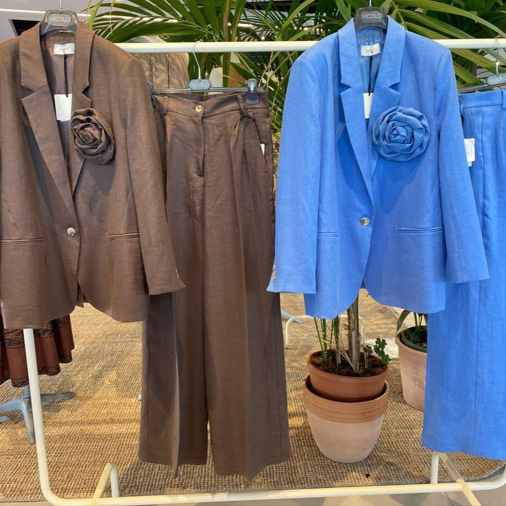 Купить Костюм лен, цвет голубой. Италия