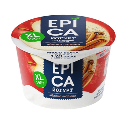 Купить ЙОГУРТ EPICA С ЯБЛОКОМ И КОРИЦЕЙ 4,8% 190 Г. с доставкой на дом . Доставка продуктов Тюмень , доставка продуктов в Тюмени , dostavka-produktov-