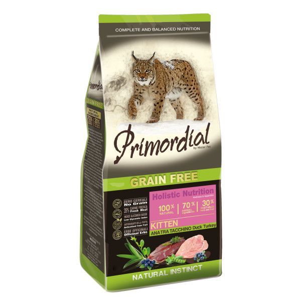 Купить PRIMORDIAL 400г сухой корм для котят беззерновой утка индейка