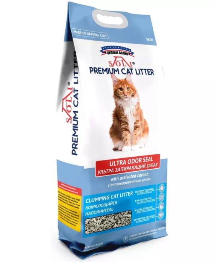 Купить A-Soli А-Соли CleanPaws Комкующийся, Премиум с добавлением силикагеля (чистые лапки, аромат Лилии) 4кг 5л