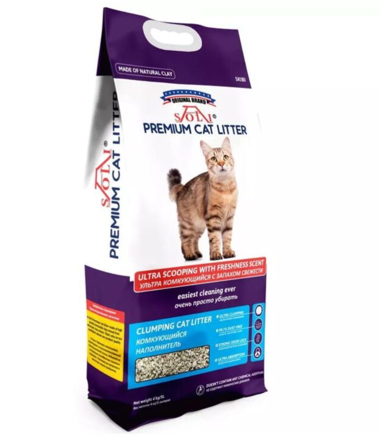 Купить A-Soli А-Соли CleanPaws Комкующийся, Премиум с добавлением силикагеля (чистые лапки, аромат Лилии) 4кг 5л