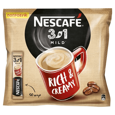Купить КОФЕ NESCAFE МЯГКИЙ 3 В 1 50 ШТ. X 14,5 Г. доставка продуктов Тюмень . доставка продуктов в Тюмени . доставка фруктов Тюмень . доставка фруктов