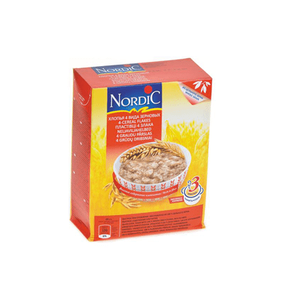 Купить ХЛОПЬЯ NORDIC 4-Х ВИДА ЗЕРНОВЫХ 600 Г. с доставкой на дом . Доставка продуктов Тюмень , доставка продуктов в Тюмени , dostavka-produktov-tyumen