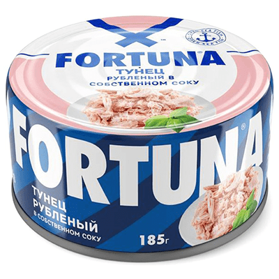 Купить ТУНЕЦ FORTUNA РУБЛЕНЫЙ В СОБСТВЕННОМ СОКУ 185 Г. доставка продуктов Тюмень . доставка продуктов в Тюмени . доставка фруктов Тюмень . доставка ф
