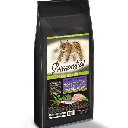 Купить PRIMORDIAL NEUTERED 6кг сухой корм для стерилизованных кошек беззерновой индейка сельдь