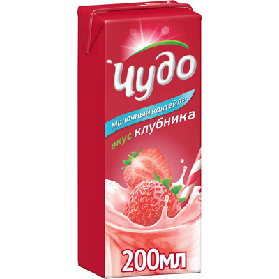 Купить МОЛОЧНЫЙ КОКТЕЙЛЬ ЧУДО КЛУБНИКА 2% 200 Г. с доставкой на дом . Доставка продуктов Тюмень , доставка продуктов в Тюмени , dostavka-produktov-tyu