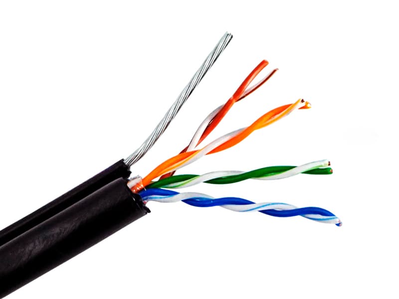 Купить Кабель UTP CAT 5E CU 4x2x0,50 CU PE ВНЕШНИЙ С ТРОСОМ (МЕДНЫЙ)
