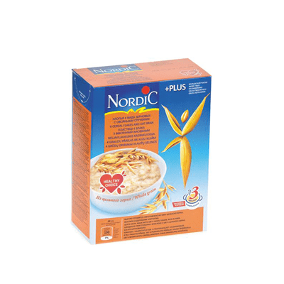 Купить ХЛОПЬЯ NORDIC 4 ЗЛАКА С ОТРУБЯМИ 600 Г. с доставкой на дом . Доставка продуктов Тюмень , доставка продуктов в Тюмени , dostavka-produktov-tyume
