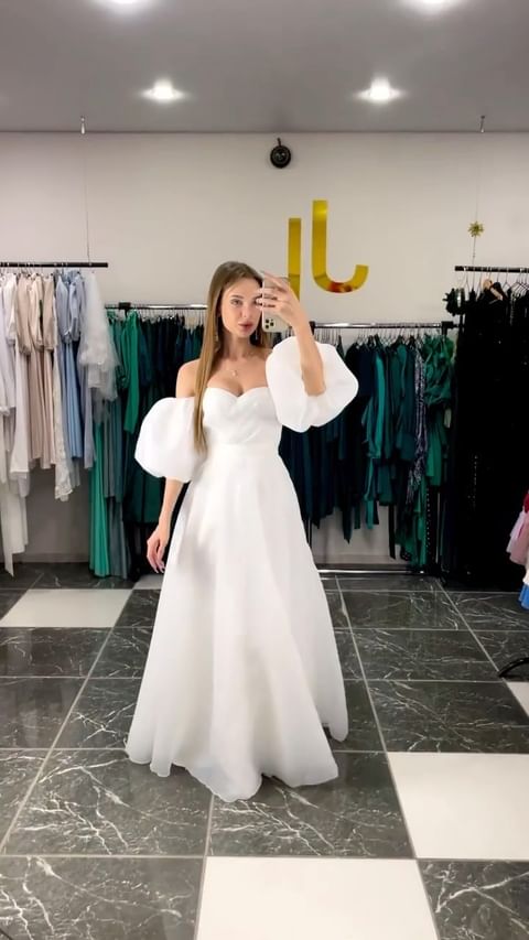 Купить Белоснежное и невесомое Платье из шифона со съёмными