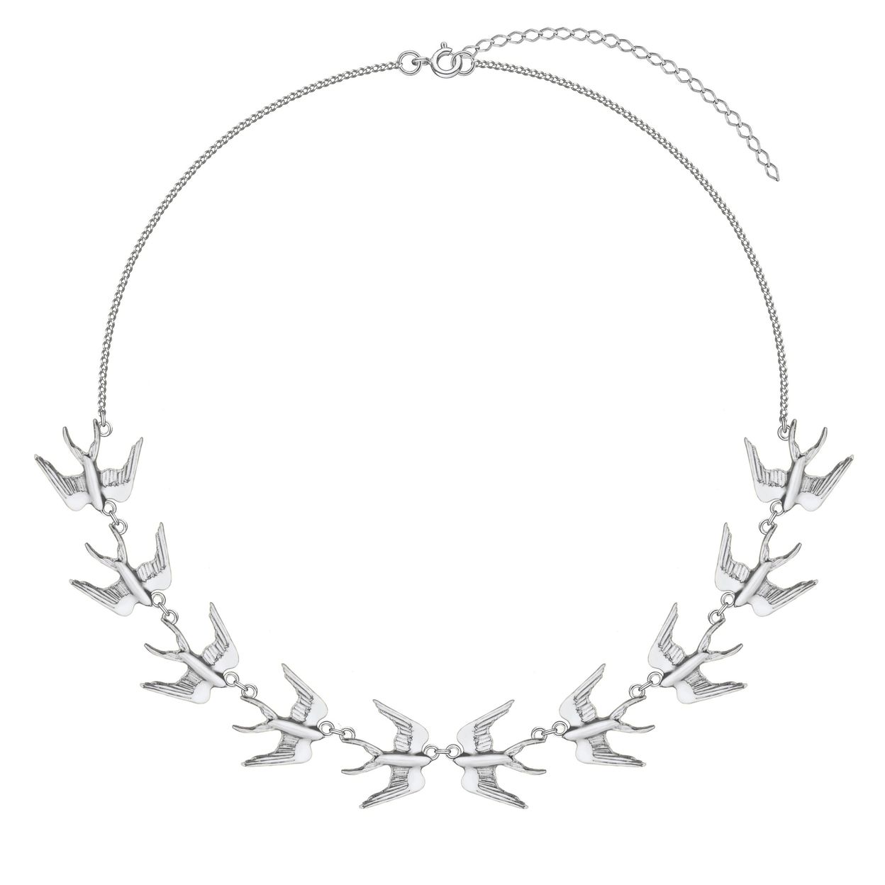 Купить MY SWALLOWS 2.0 Колье с десятью маленькими ласточками, платинирование