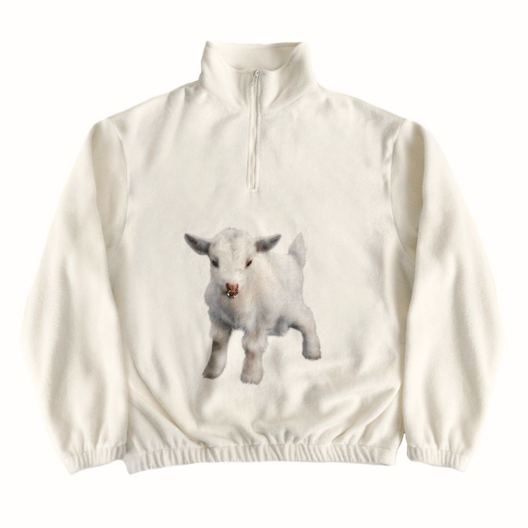 Купить принт козлик с пирсингом / молочный / L