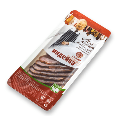 Купить ИНДЕЙКА МЯСО СЫРОВЯЛЕНОЕ ПРЯНОЕ ОЗГАР НАРЕЗКА 60 Г.  доставка продуктов тюмень . доставка продуктов в тюмени . доставка фруктов тюмень . достав
