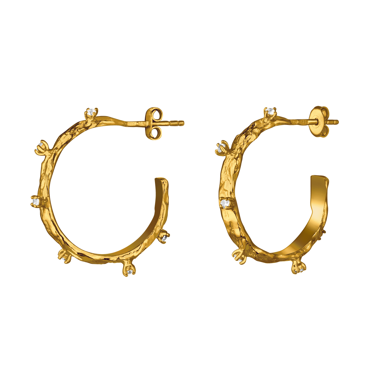 Купить Инсайт Серьги-кольца с двенадцатью вставками, позолота