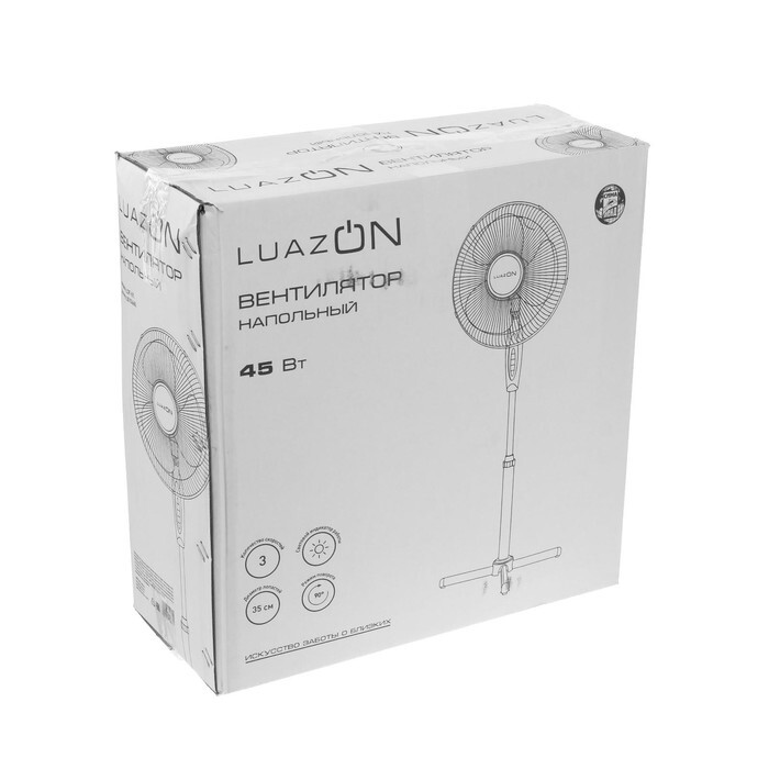 Купить Напольный вентилятор Luazon Home LOF-01, напольный, 45 Вт, 3 режима, белый, синий