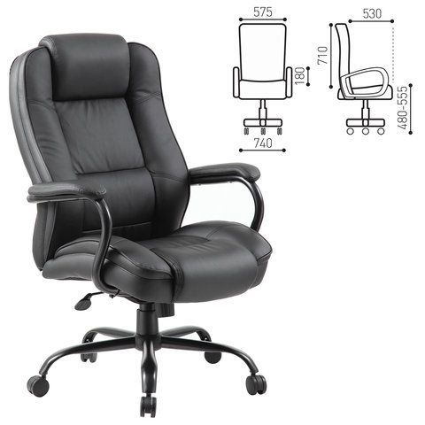 Купить Кресло офисное BRABIX PREMIUM "Heavy Duty HD-002", усиленное, НАГРУЗКА до 200 кг, экокожа. Артикул 531829