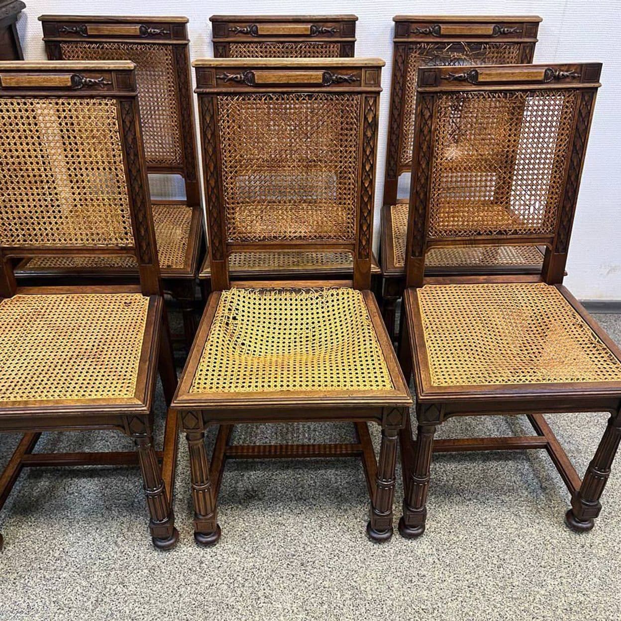 Купить Старинные стулья с ротангом 6 шт