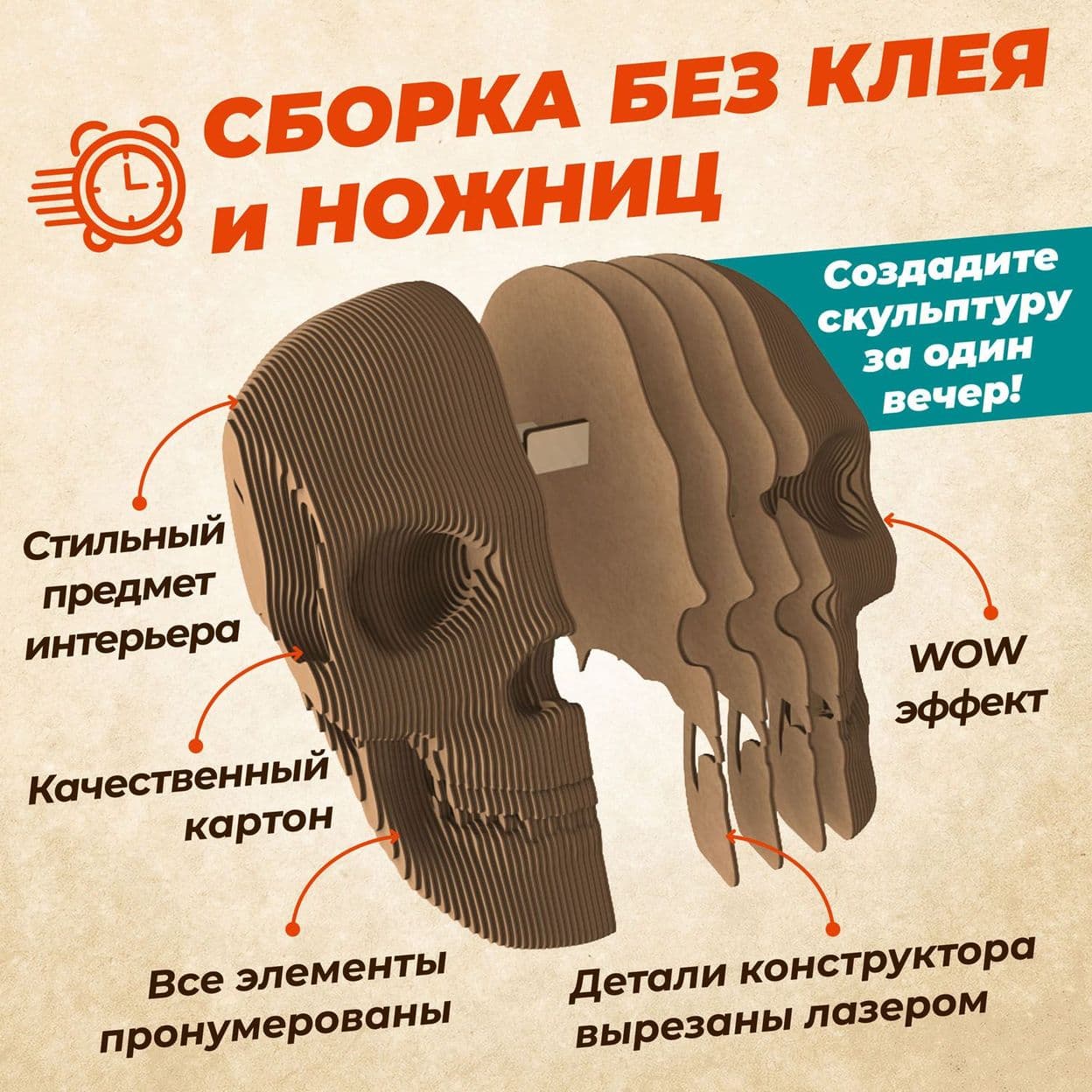 Купить 3D пазл Razumcraft Модель сборный бюст из картона