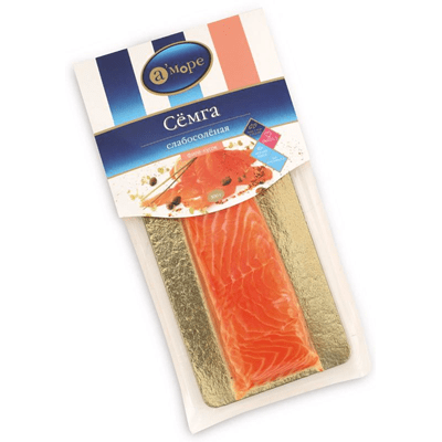 Купить СЕМГА АМОРЕ СЛАБОСОЛ. 300 Г. Доставка продуктов Тюмень . Рыба Тюмень . Доставка продуктов в Тюмени