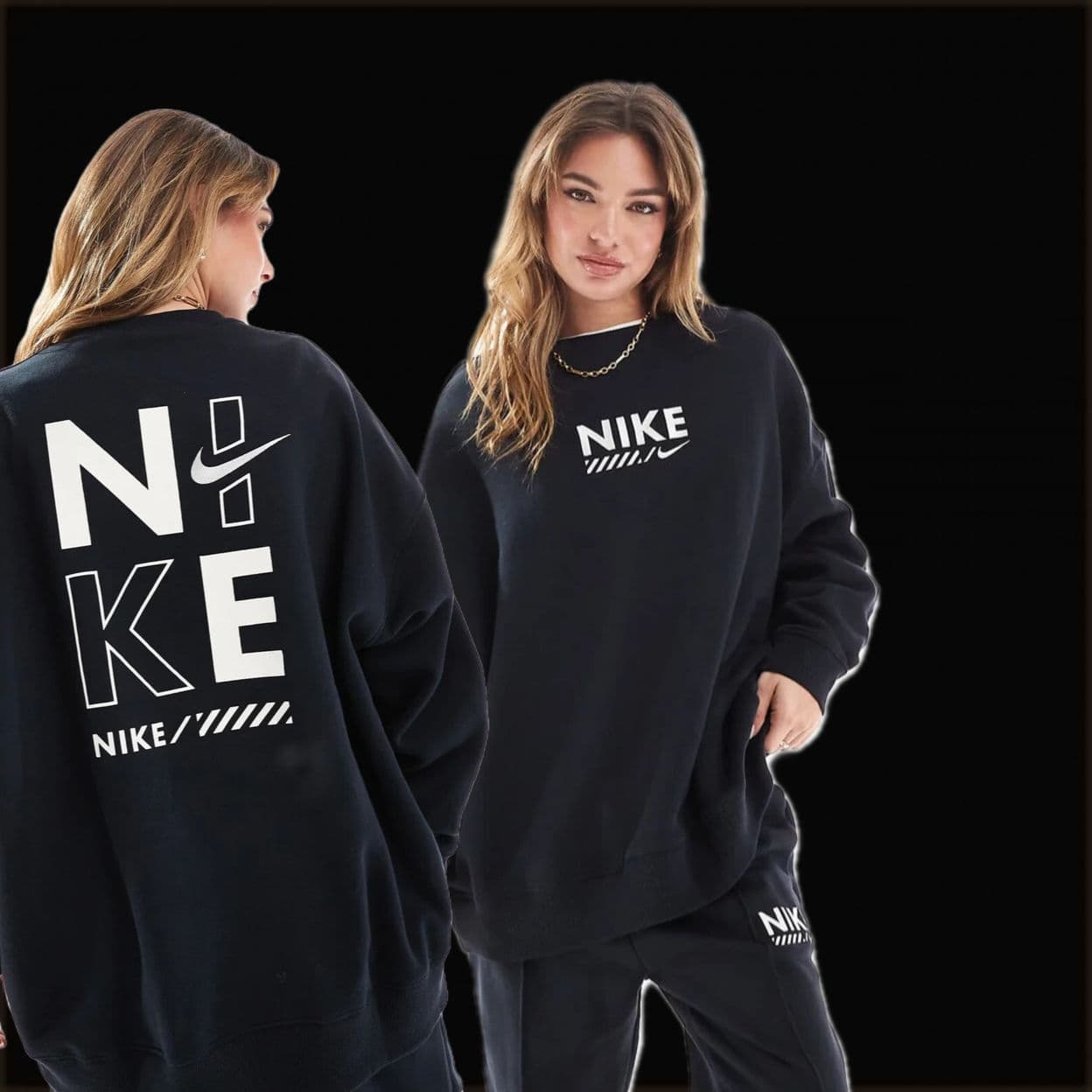 Купить Nike Swoosh graphic oversized sweatshirt in black